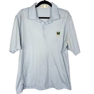 Fairway & Greene Mens Large L Light Blue Pine Valley Cotton Golf Polo Shirt FLAW